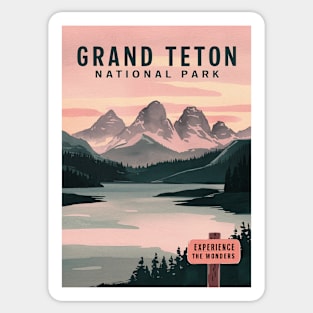 Grand Teton National Park Watercolor Travel Poster Sticker